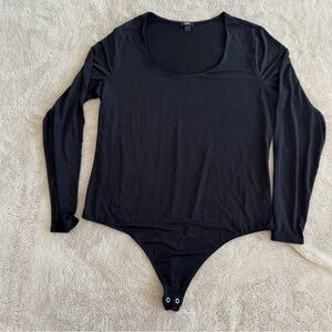 Express Black Fitted Bodysuit with Scoop Neckline